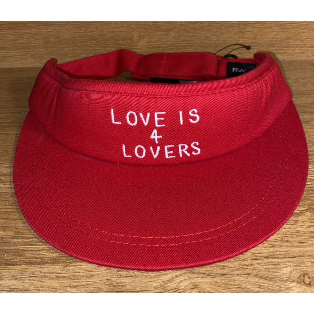 RVCA Mens adult adjustable Sun Visor "Love Is 4 Lovers" red one size NWT